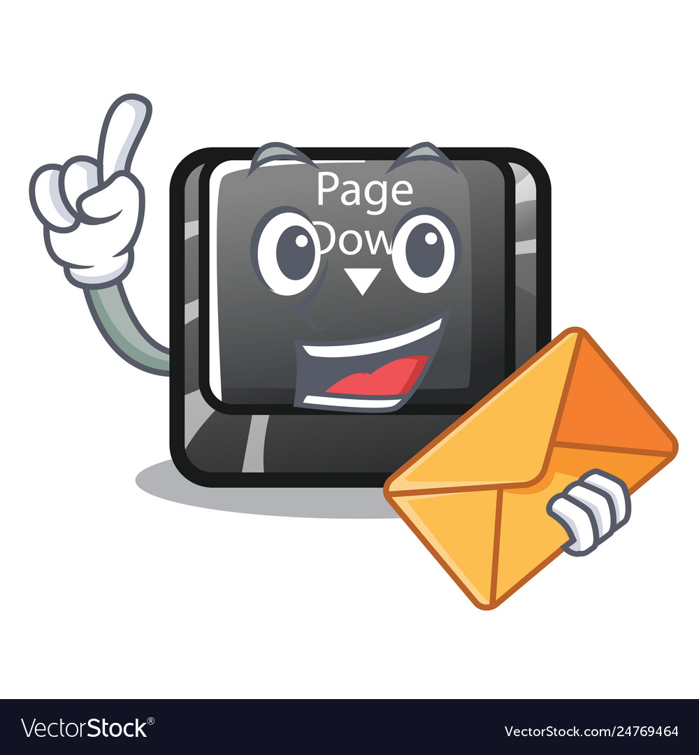 With envelope button page down isolated vector image With envelope button page down isolated