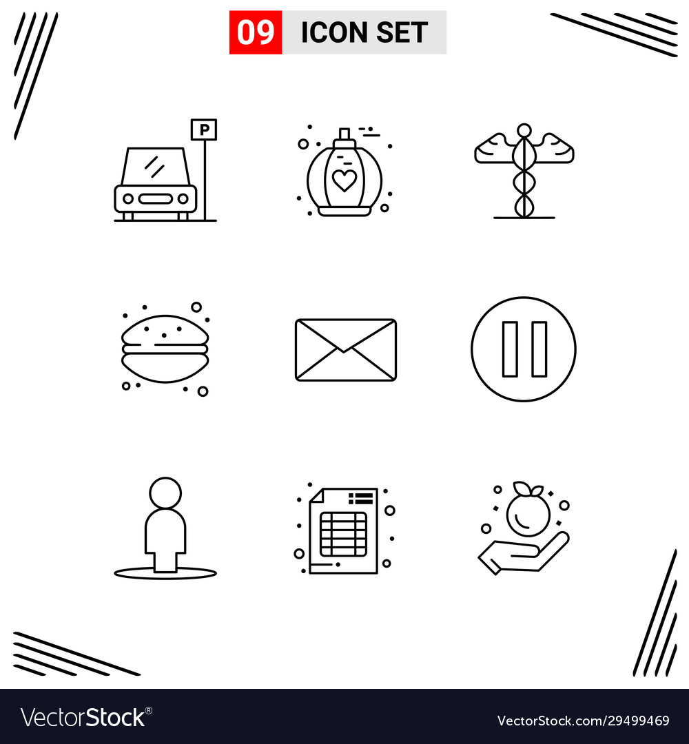 9 icons line style grid based creative outline vector image 9 icons line style grid based creative outline