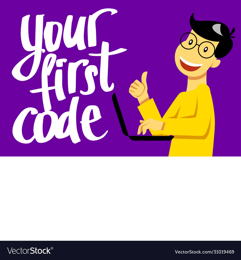 A square image boy who studies coding vector image A square image boy who studies coding