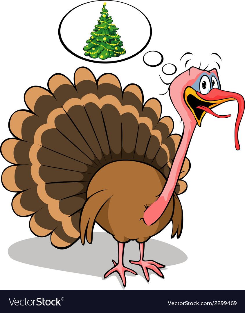 Cartoon Turkey Dislikes Christmas