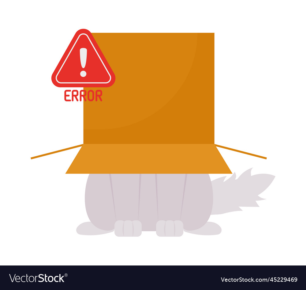 Cat in a box with error sign