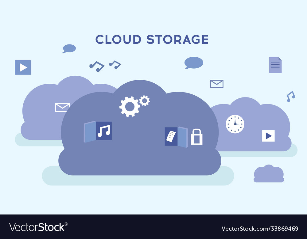 Cloud storage technology computing network vector image Cloud storage technology computing network