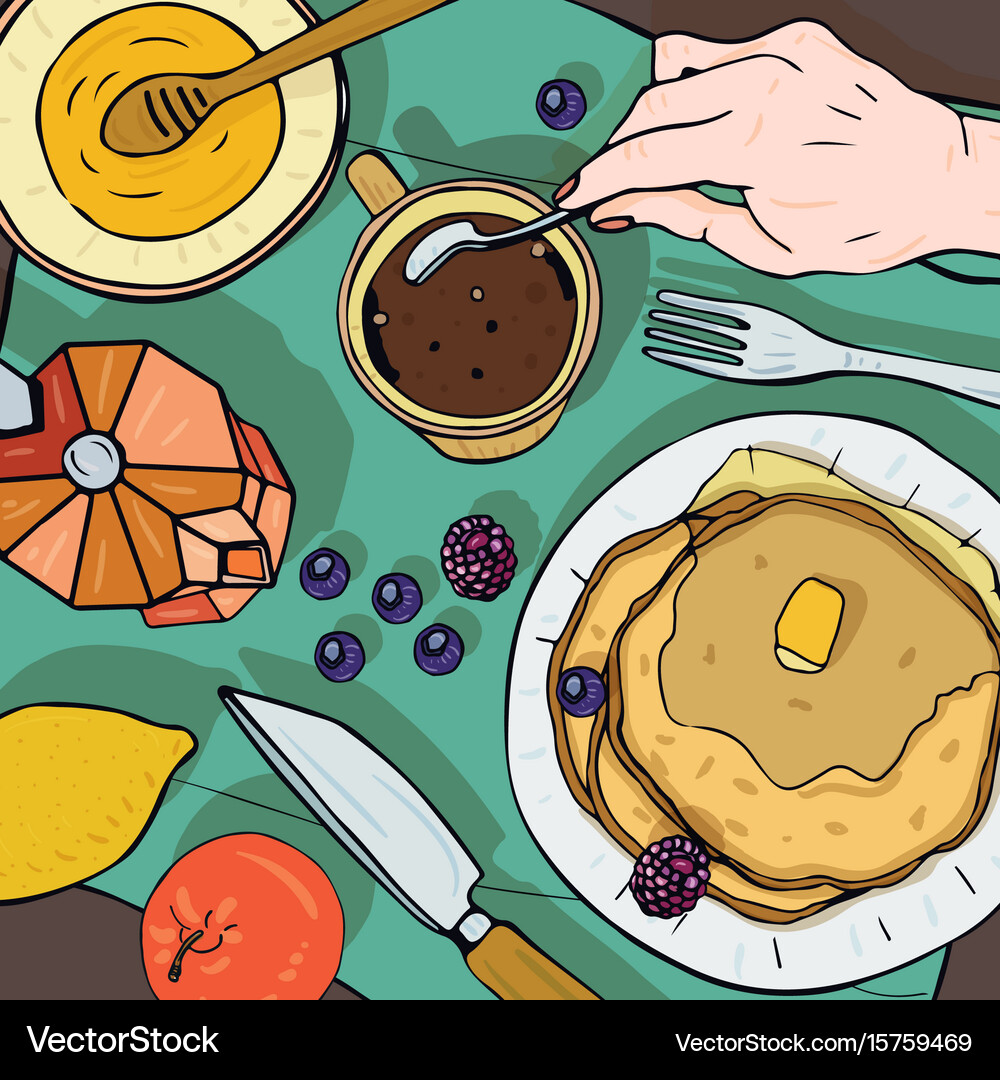 Delicious Breakfast Brunch Royalty Free Vector Image