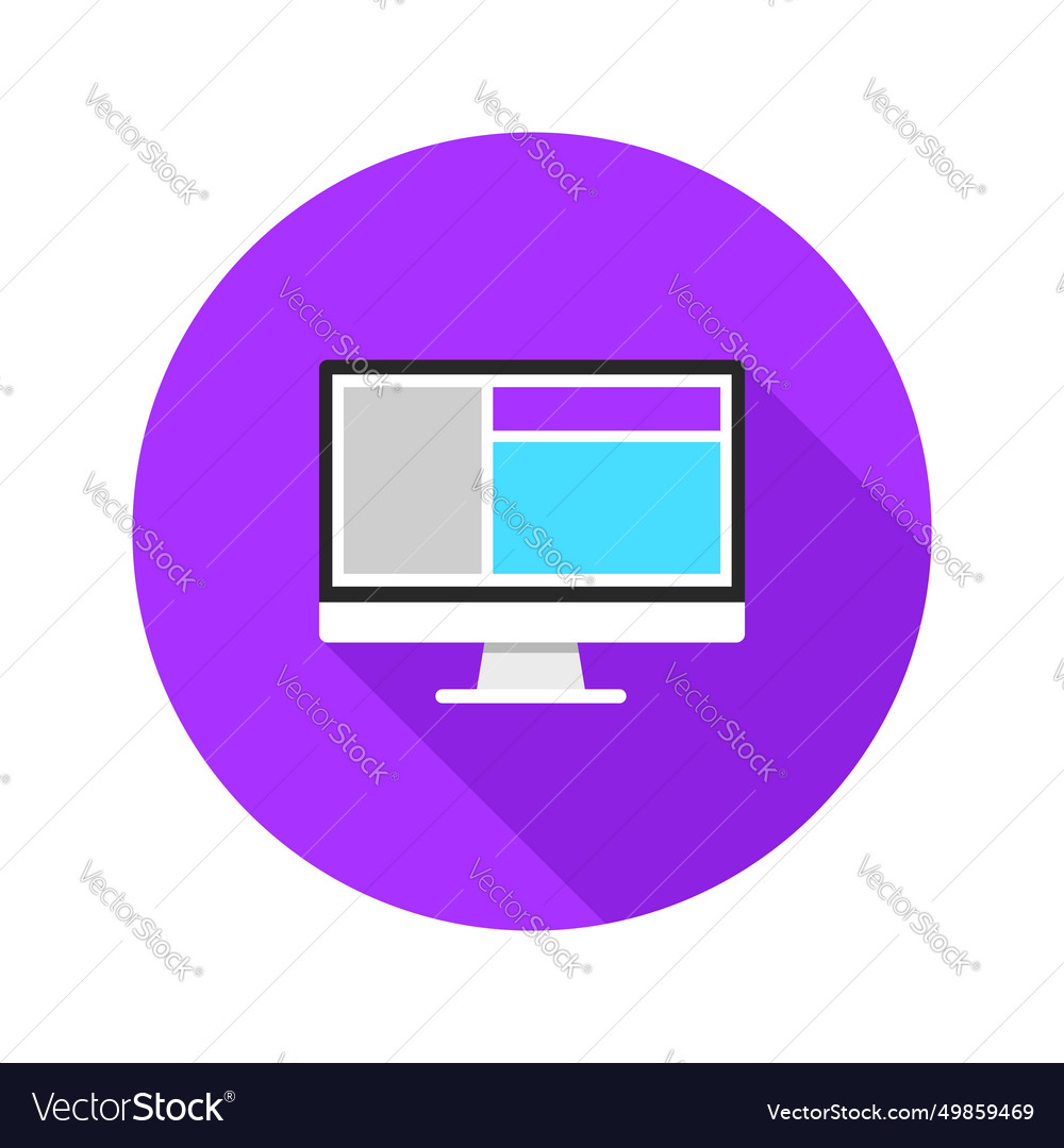 Desktop computer monitor tasks circular icon