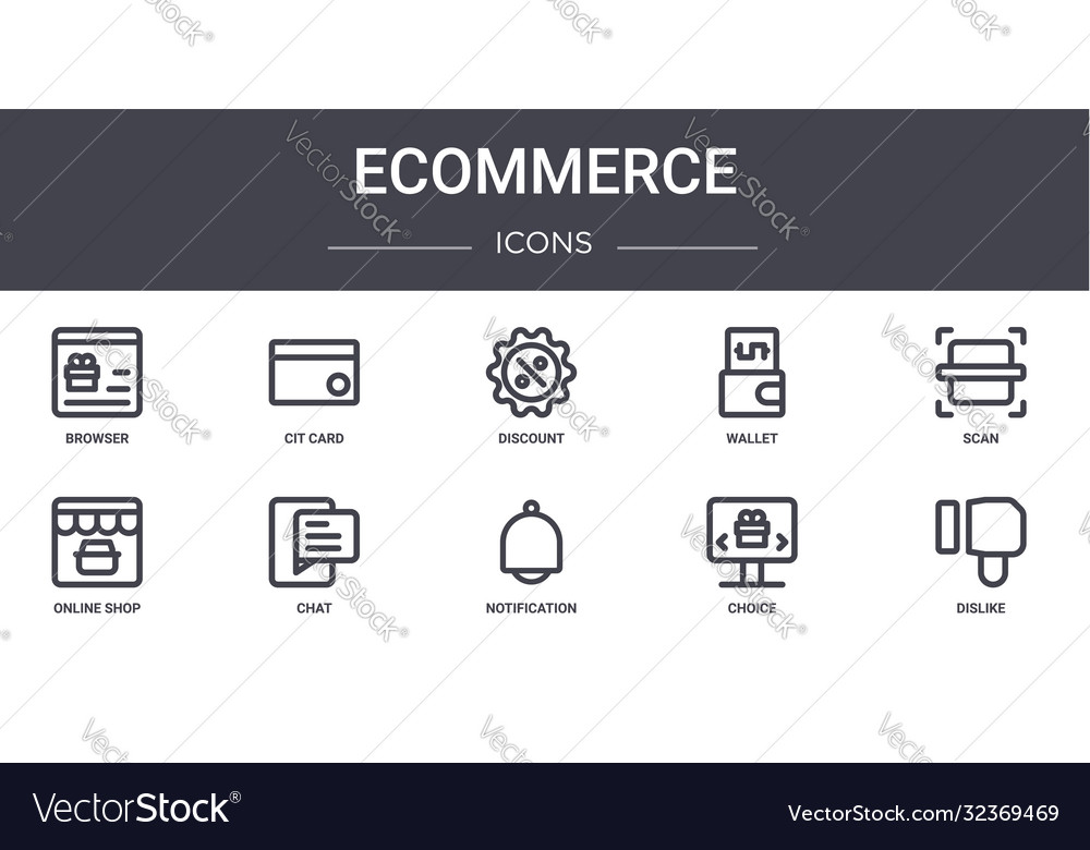 Ecommerce concept line icons set contains