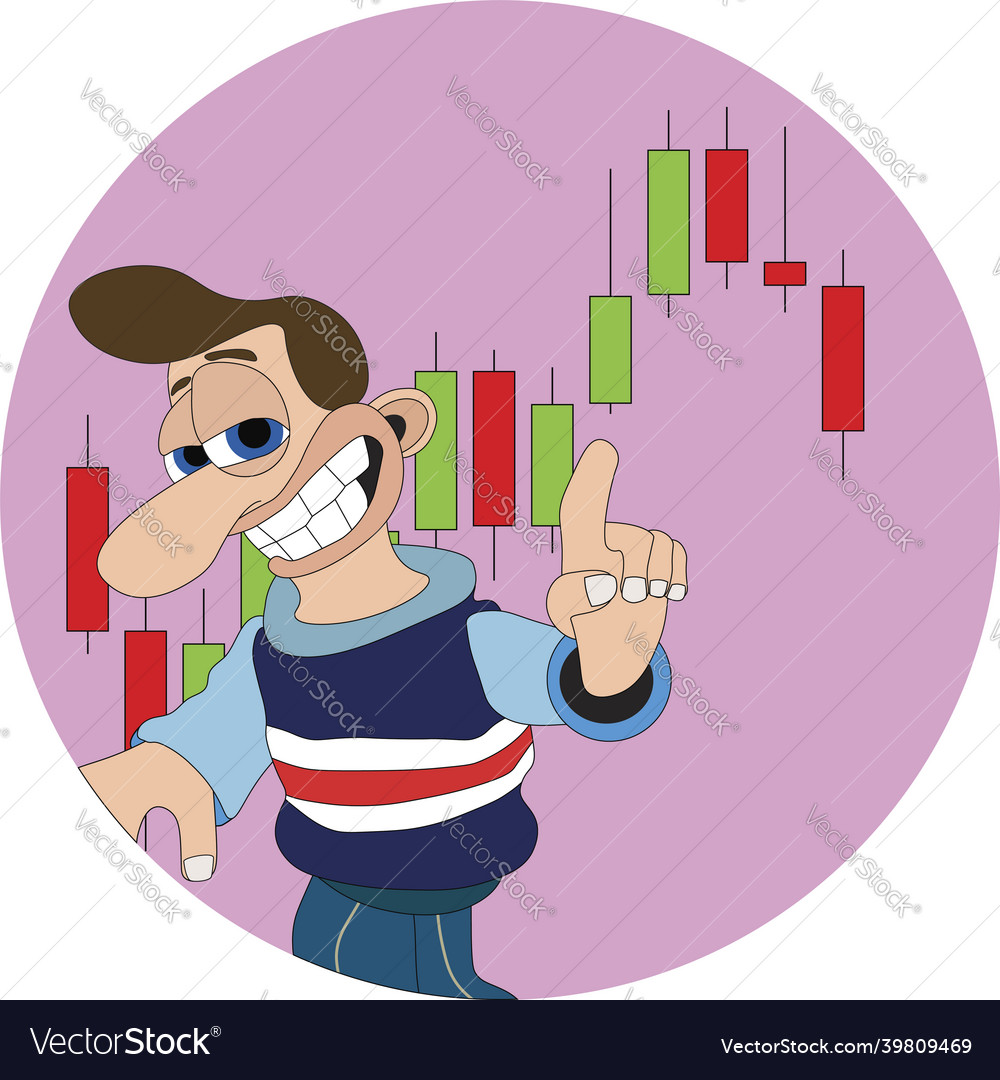 Man with a cheeky smile and big nose pointing Vector Image Man with a cheeky smile and big nose pointing
