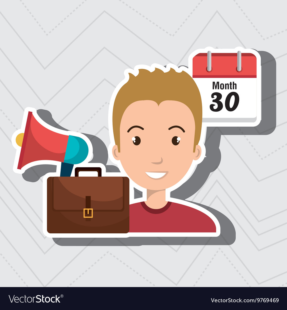 Man with speaker isolated icon design