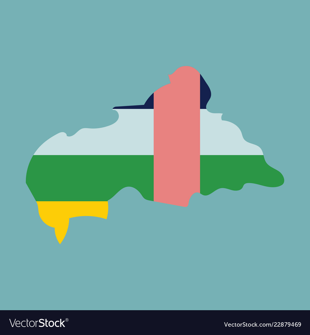 Karte der Zentralafrikanischen Republik mit Flagge vector image Karte der Zentralafrikanischen Republik mit Flagge
