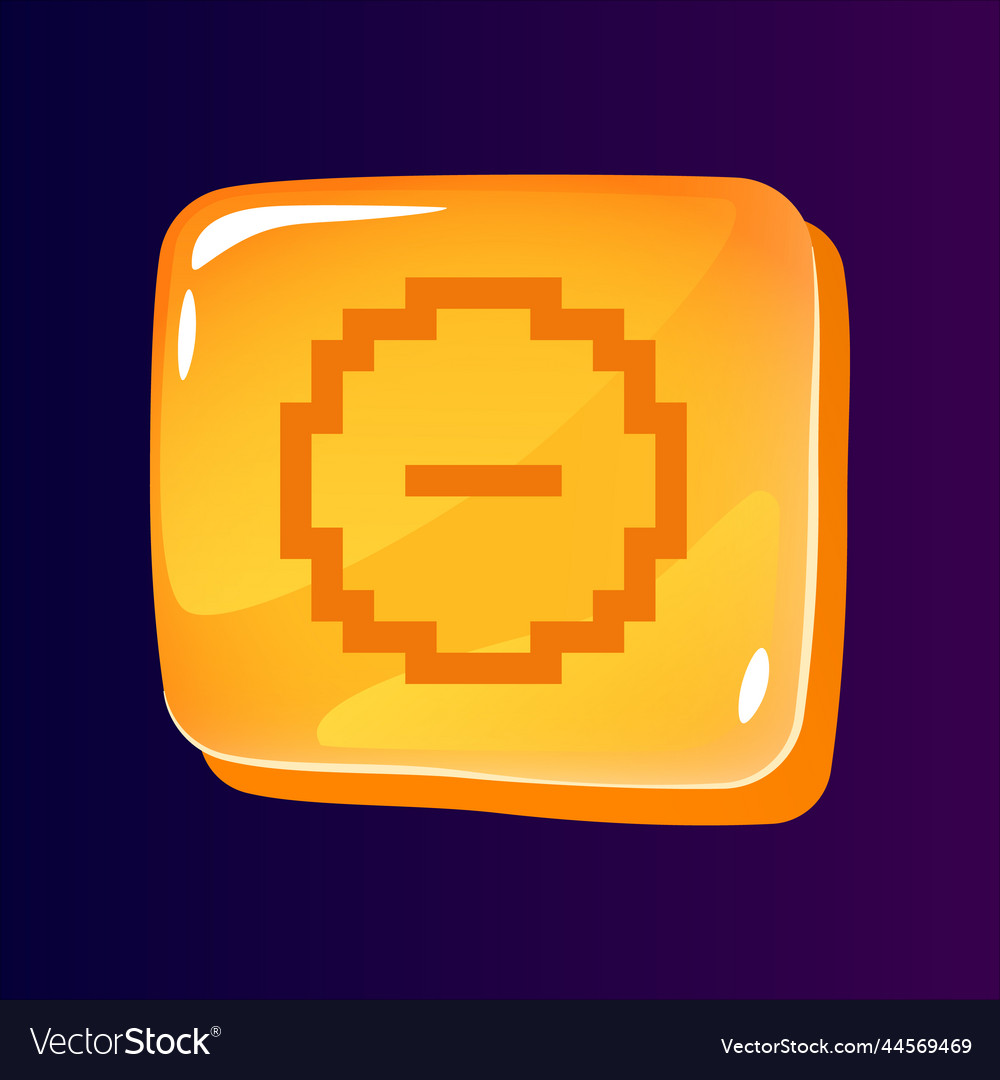 Minus glossy ui button with pixelated icon Vector Image Minus glossy ui button with pixelated icon