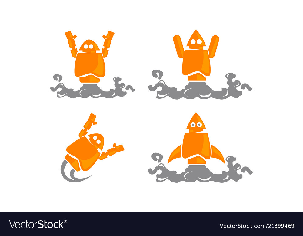 Rocket robot template set Vector Image Rocket robot template set