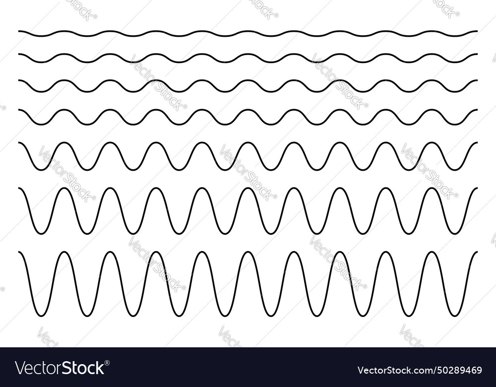 Set of horizontal wavy lines undulate borders vector image Set of horizontal wavy lines undulate borders