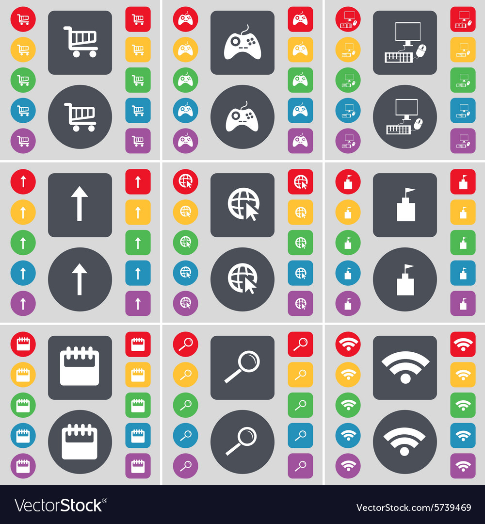 Shopping cart gamepad pc arrow up web cursor flag