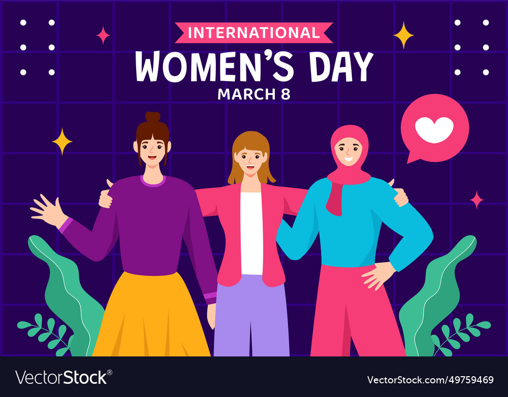 Womens day social media background flat cartoon Vector Image