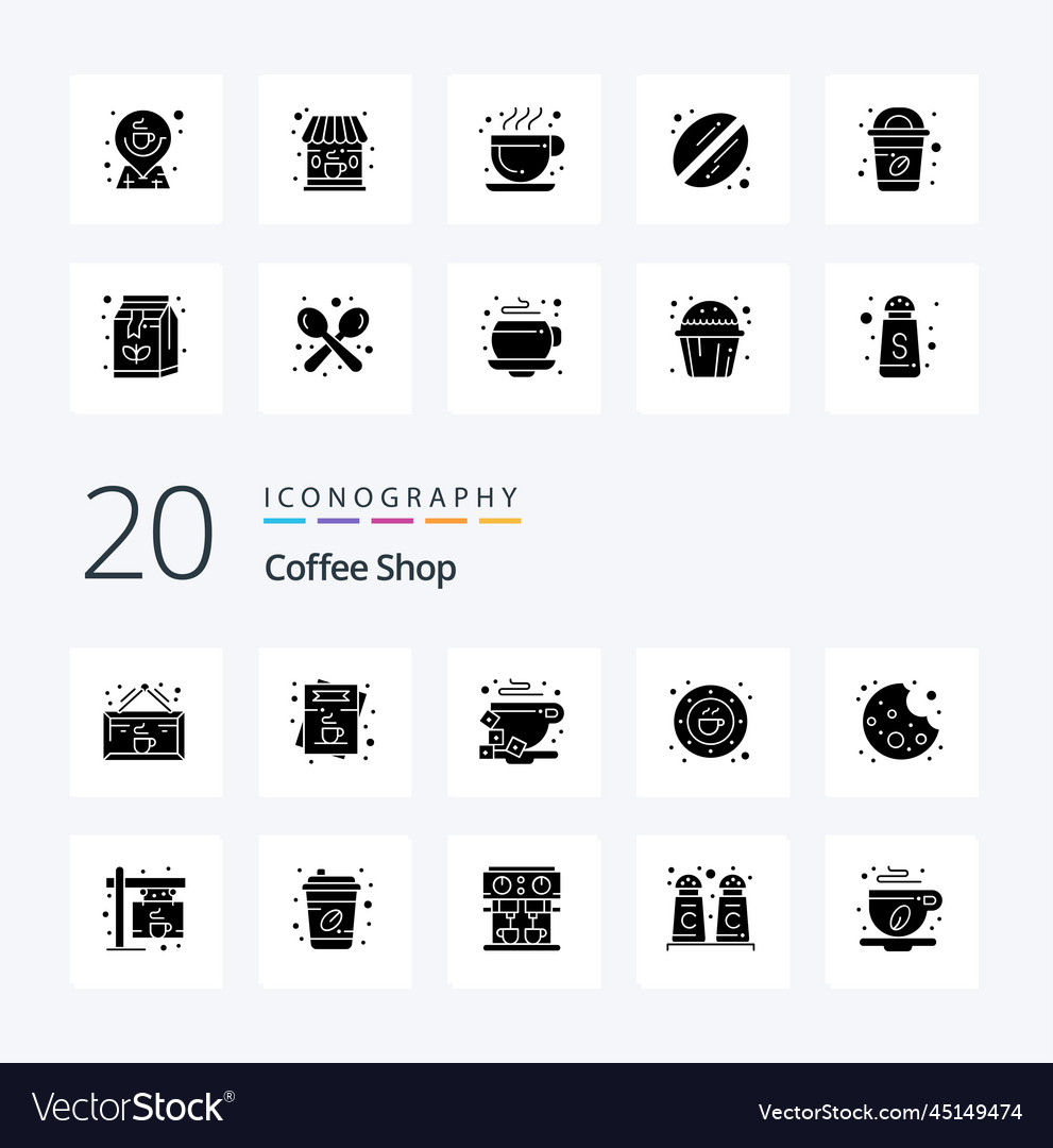 20 coffee shop solid glyph icon pack like drink