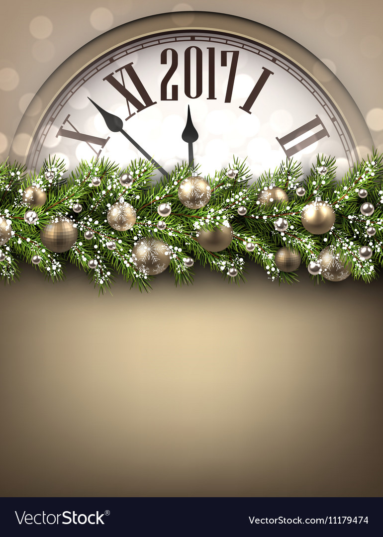 2017 new year background with clock