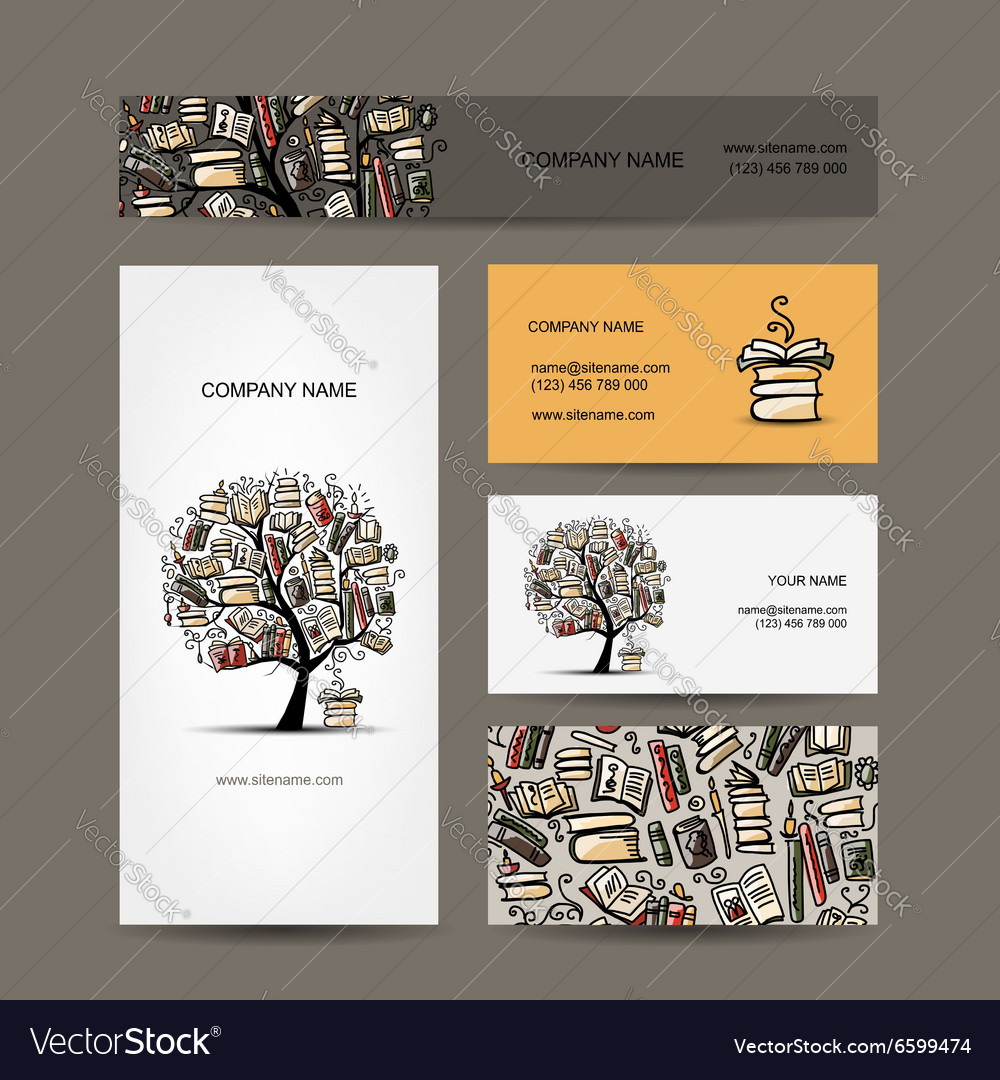 Business cards design with book tree