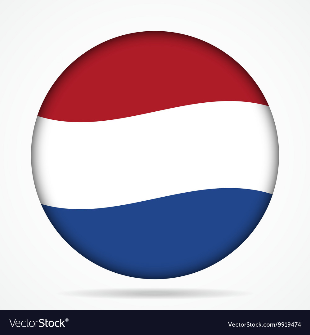 Button with waving flag of netherlands