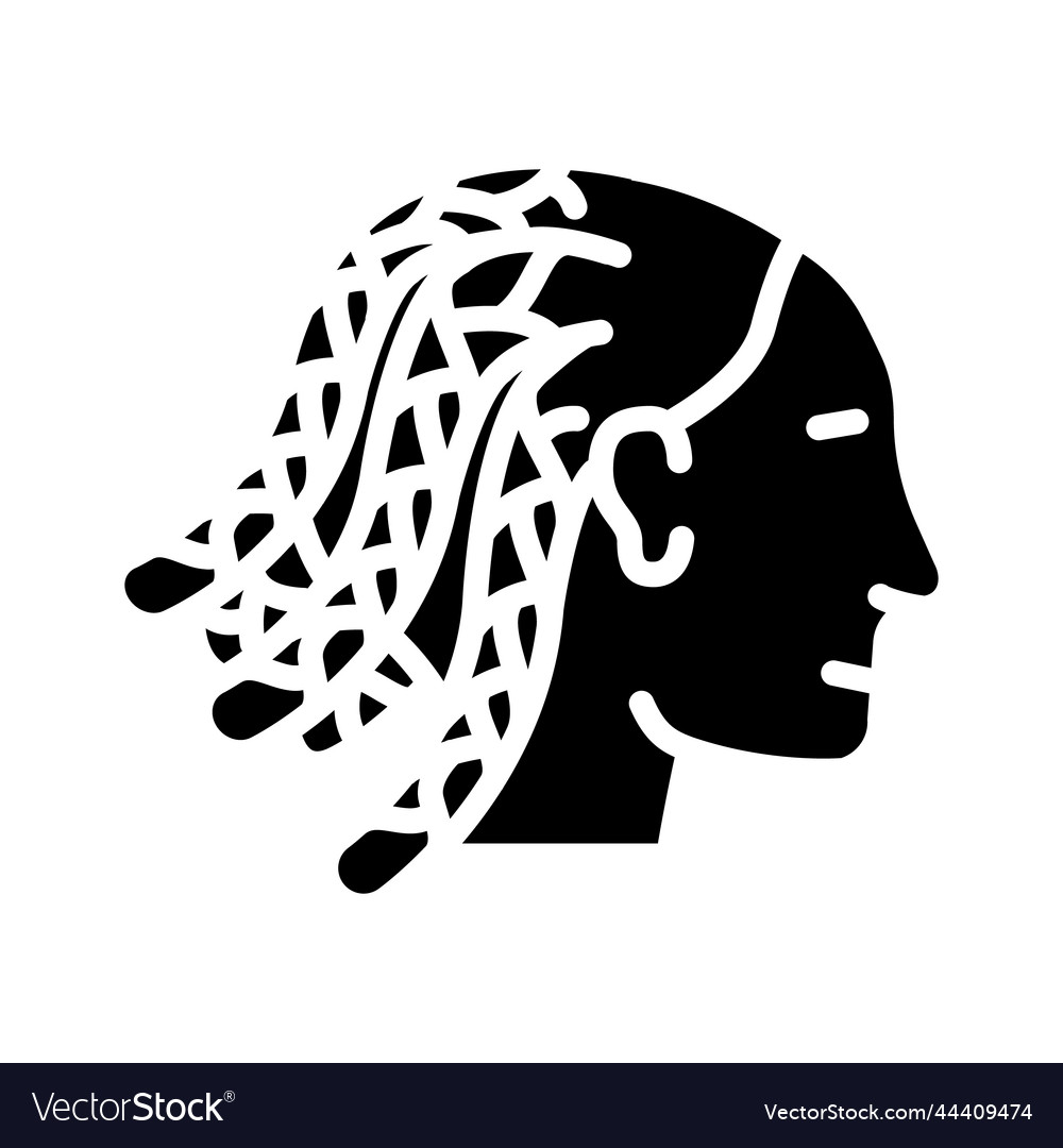 Cornrows hairstyle female glyph icon Royalty Free Vector