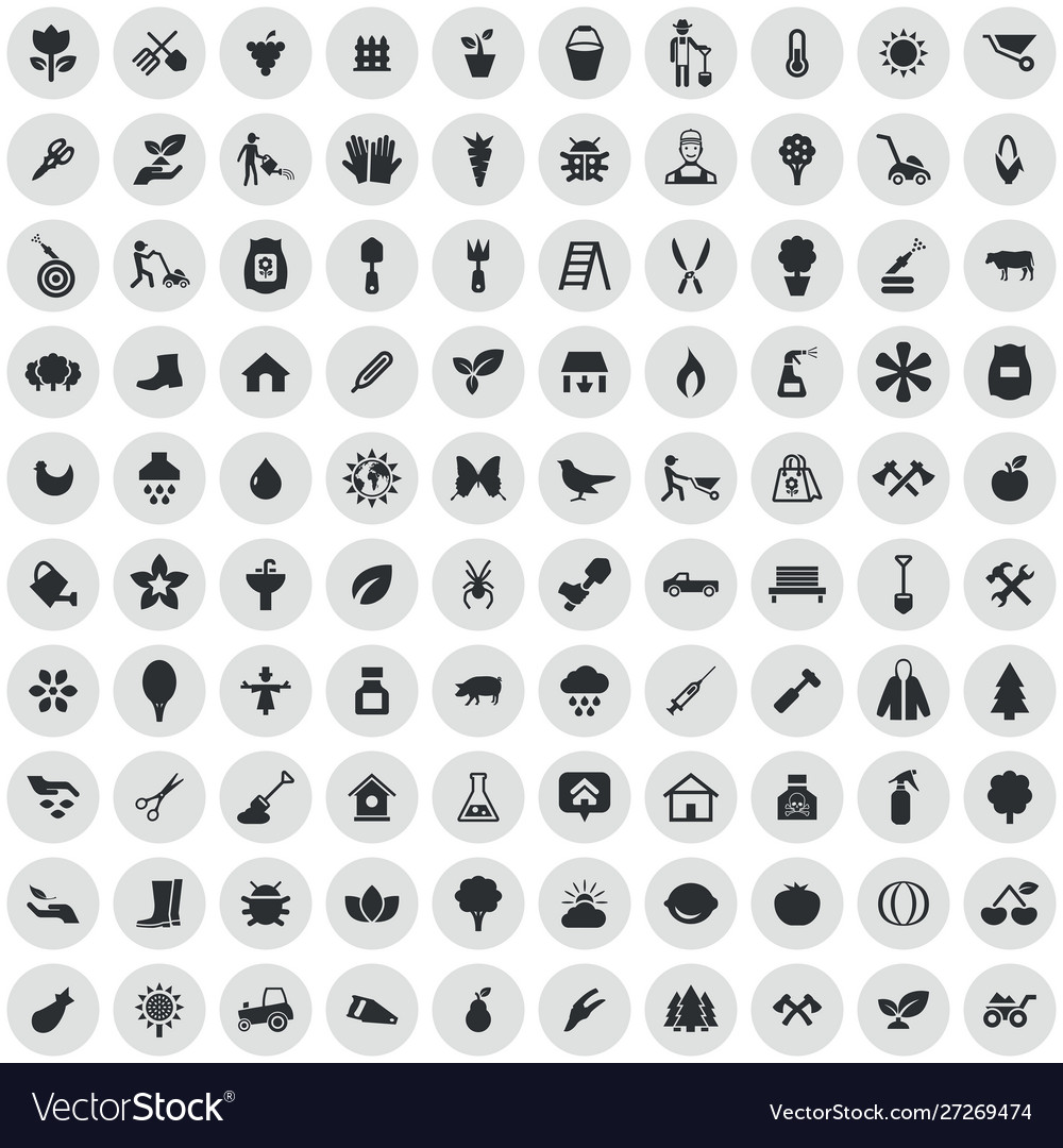 Gardening 100 icons universal set for web and ui