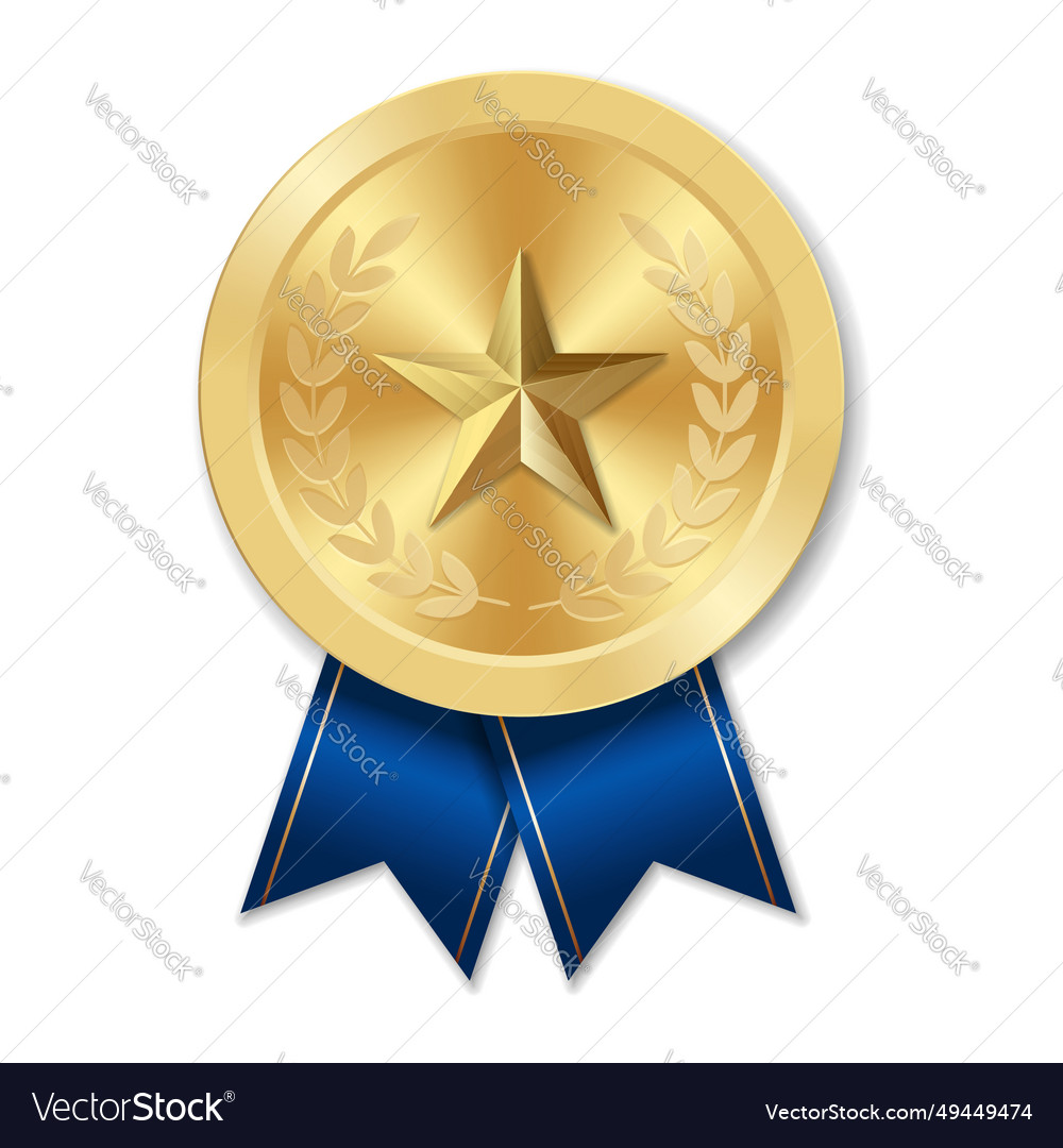 Golden award medal with star from geometric shapes