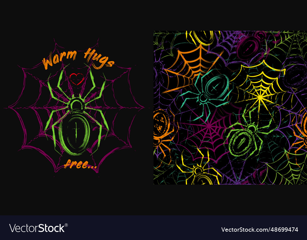 Halloween pattern label with spider spiderweb Vector Image Halloween pattern label with spider spiderweb