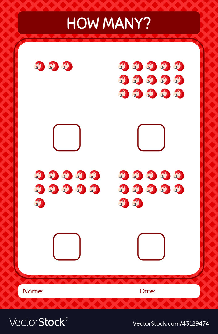How many counting game with parrot worksheet