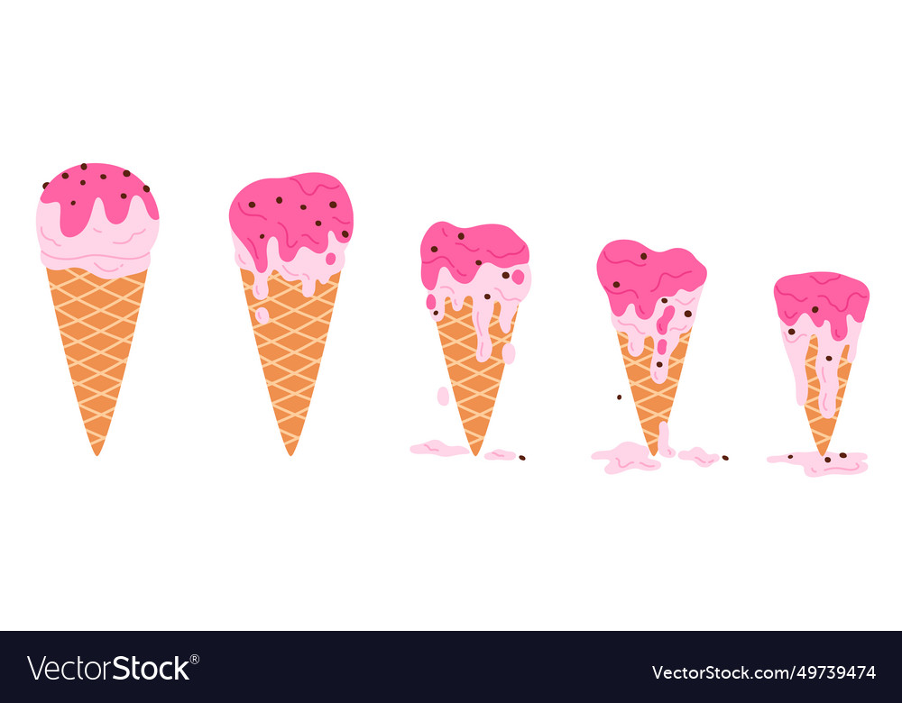 Ice cream melts set sequence game animation vector image Ice cream melts set sequence game animation
