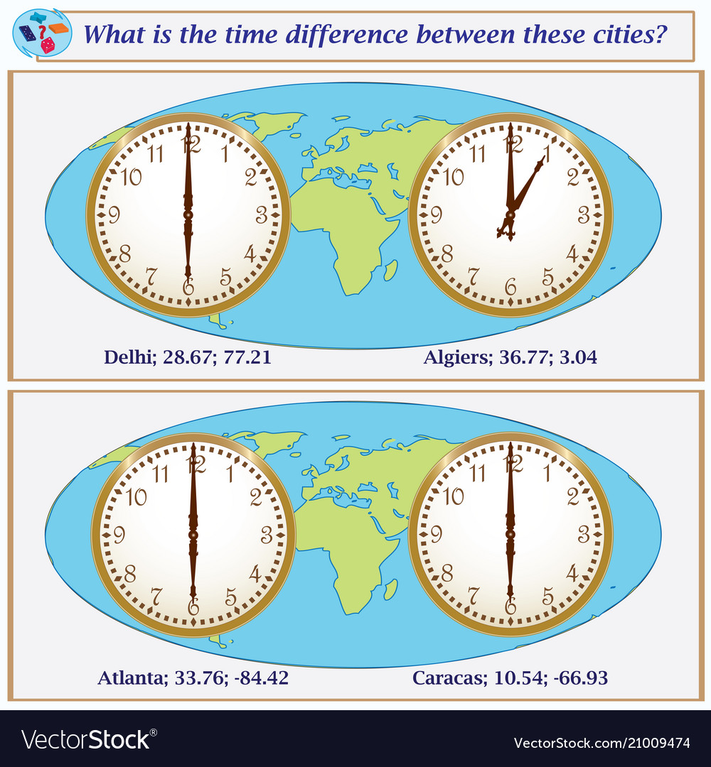 Logical task what is the time difference between vector image Logical task what is the time difference between