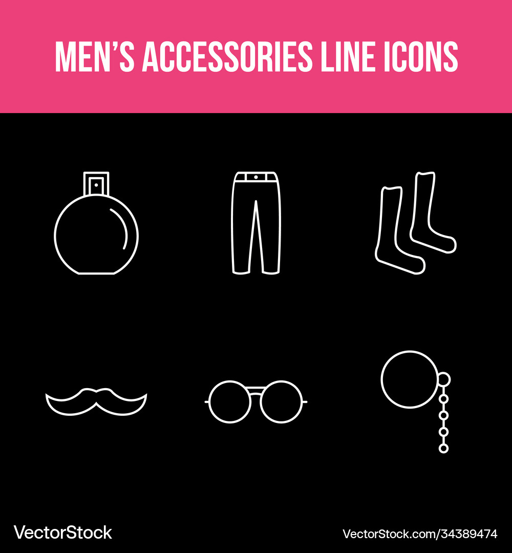 Mens accessories icon set Royalty Free Vector Image