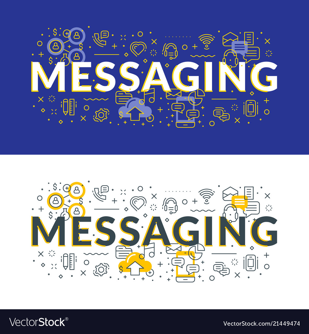 Messaging flat line concept for web banner vector image Messaging flat line concept for web banner