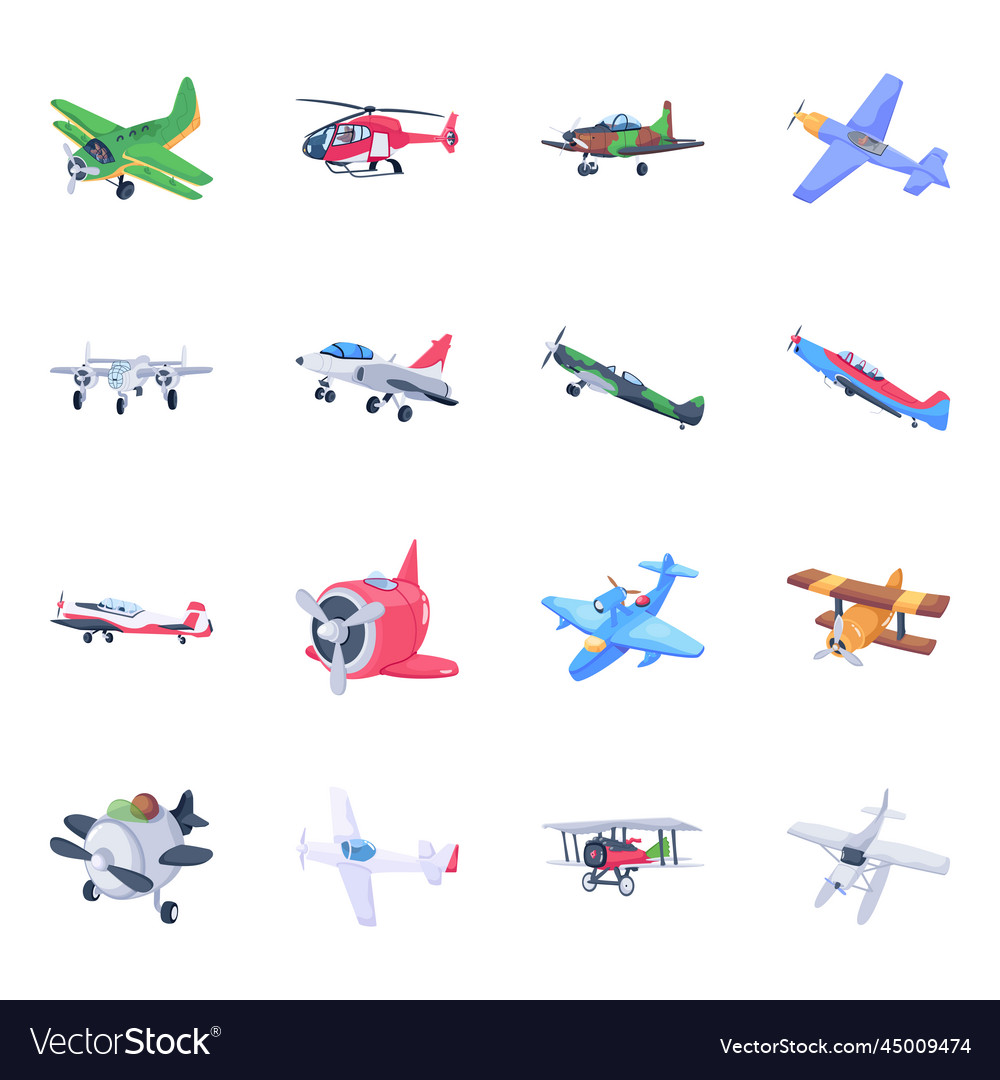 Pack of aircraft isometric icons Royalty Free Vector Image