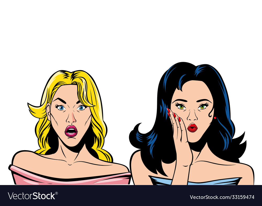 Retro Black Hair And Blond Women Cartoons Vector Image 