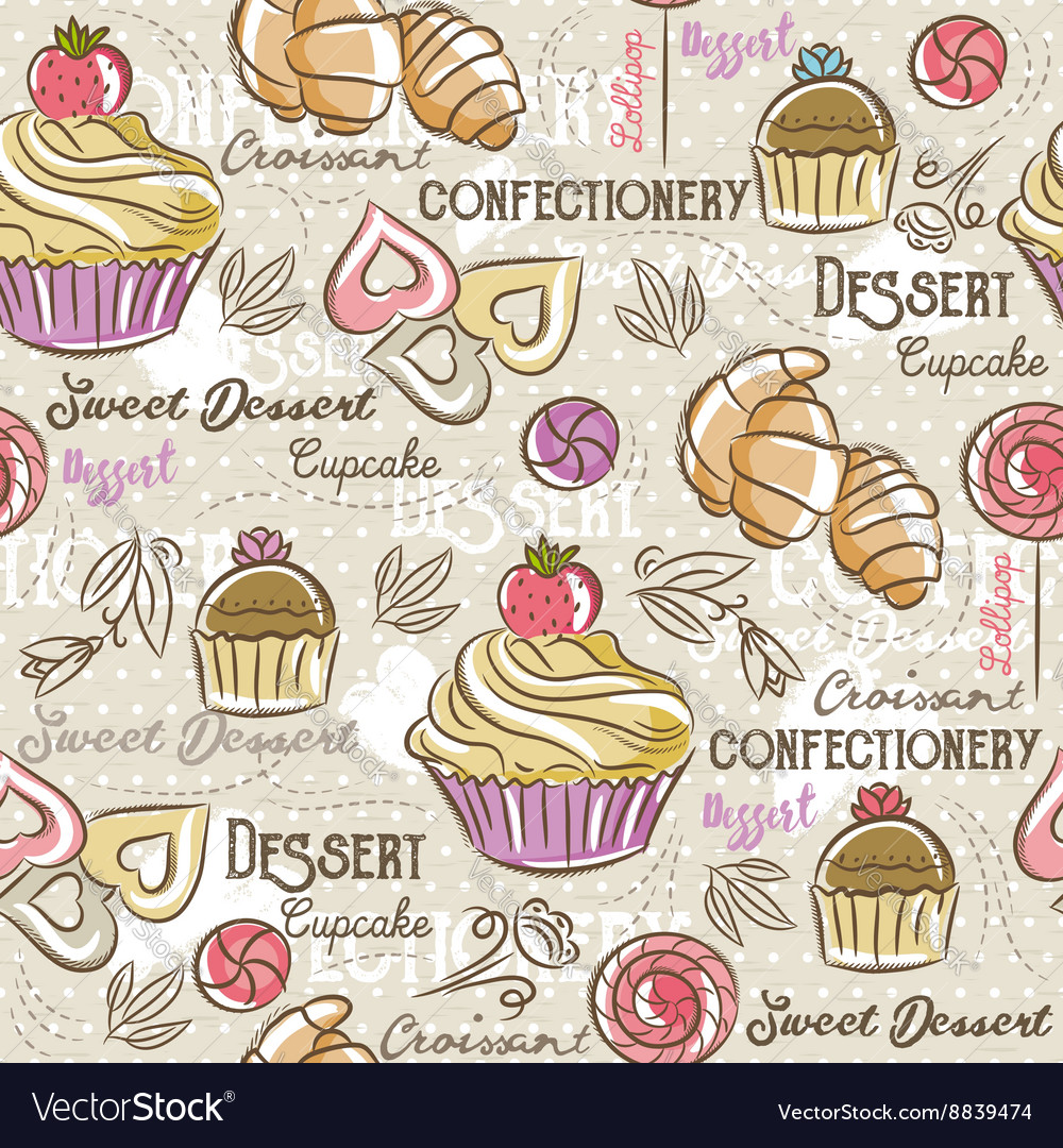 Seamless patterns with different sweetmeats