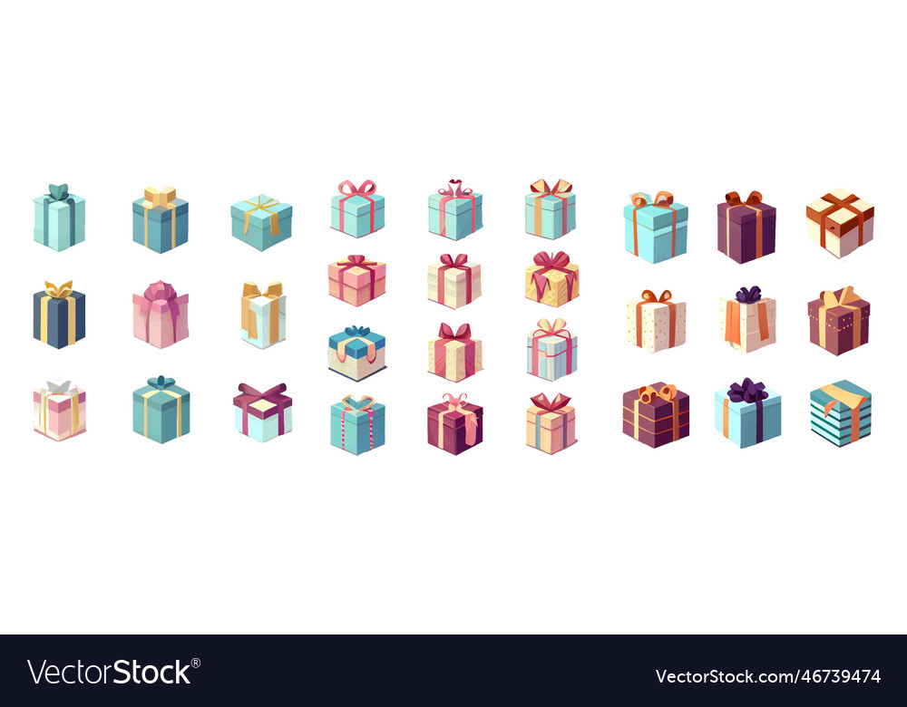 Set gift box of ui interface vector image Set gift box of ui interface