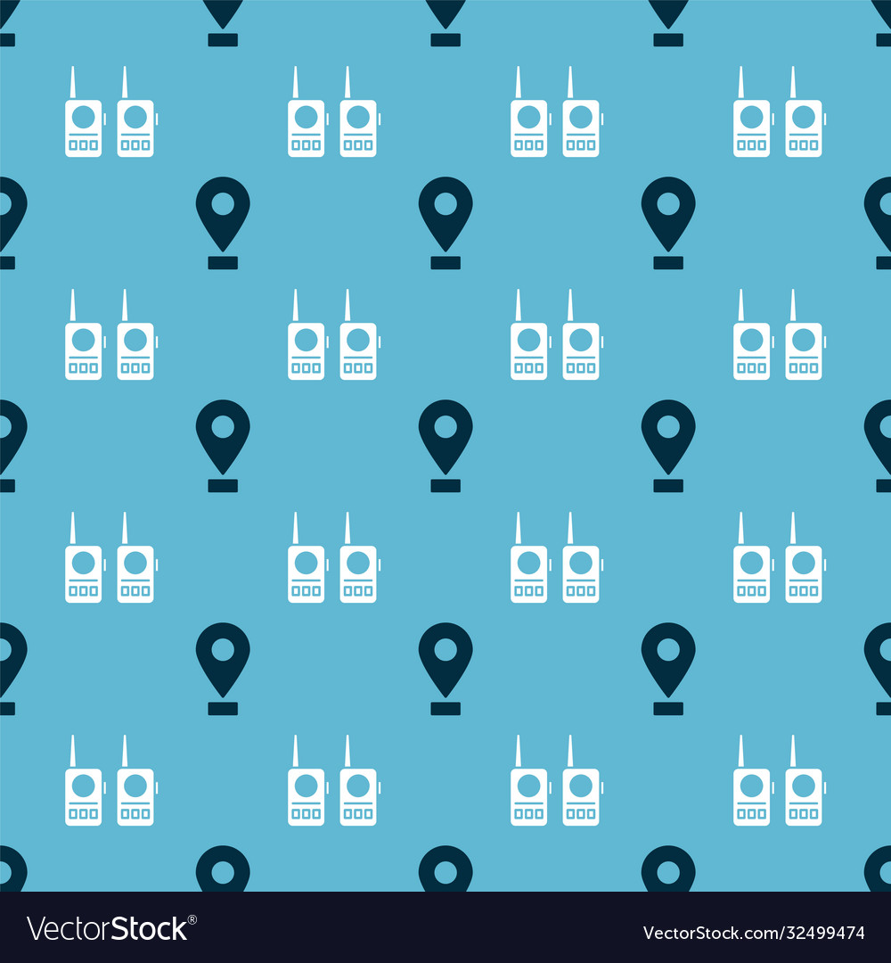 Set location and walkie talkie on seamless pattern vector image Set location and walkie talkie on seamless pattern
