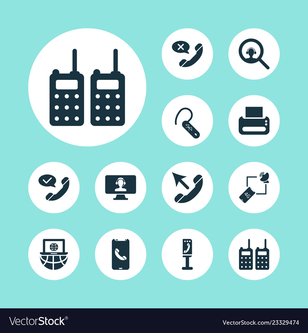 Telecommunication icons set with bluetooth tower vector image Telecommunication icons set with bluetooth tower