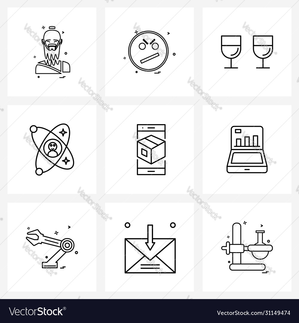 Ui set 9 basic line icons science atom