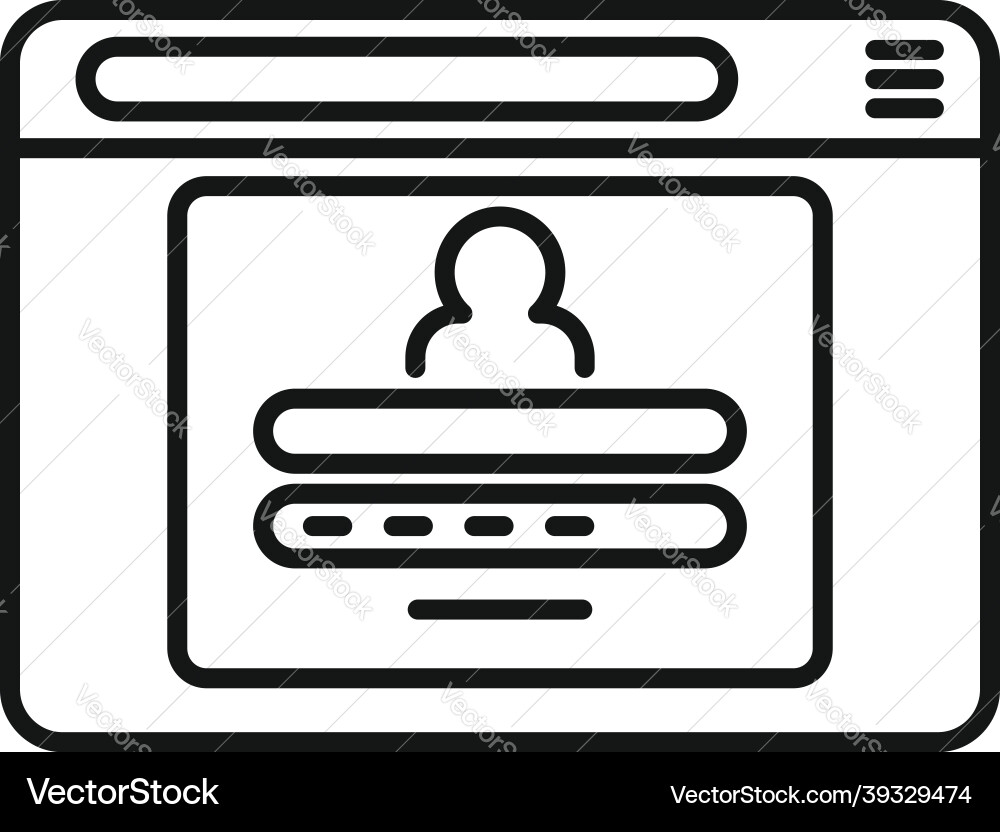 Website browser icon outline computer Royalty Free Vector