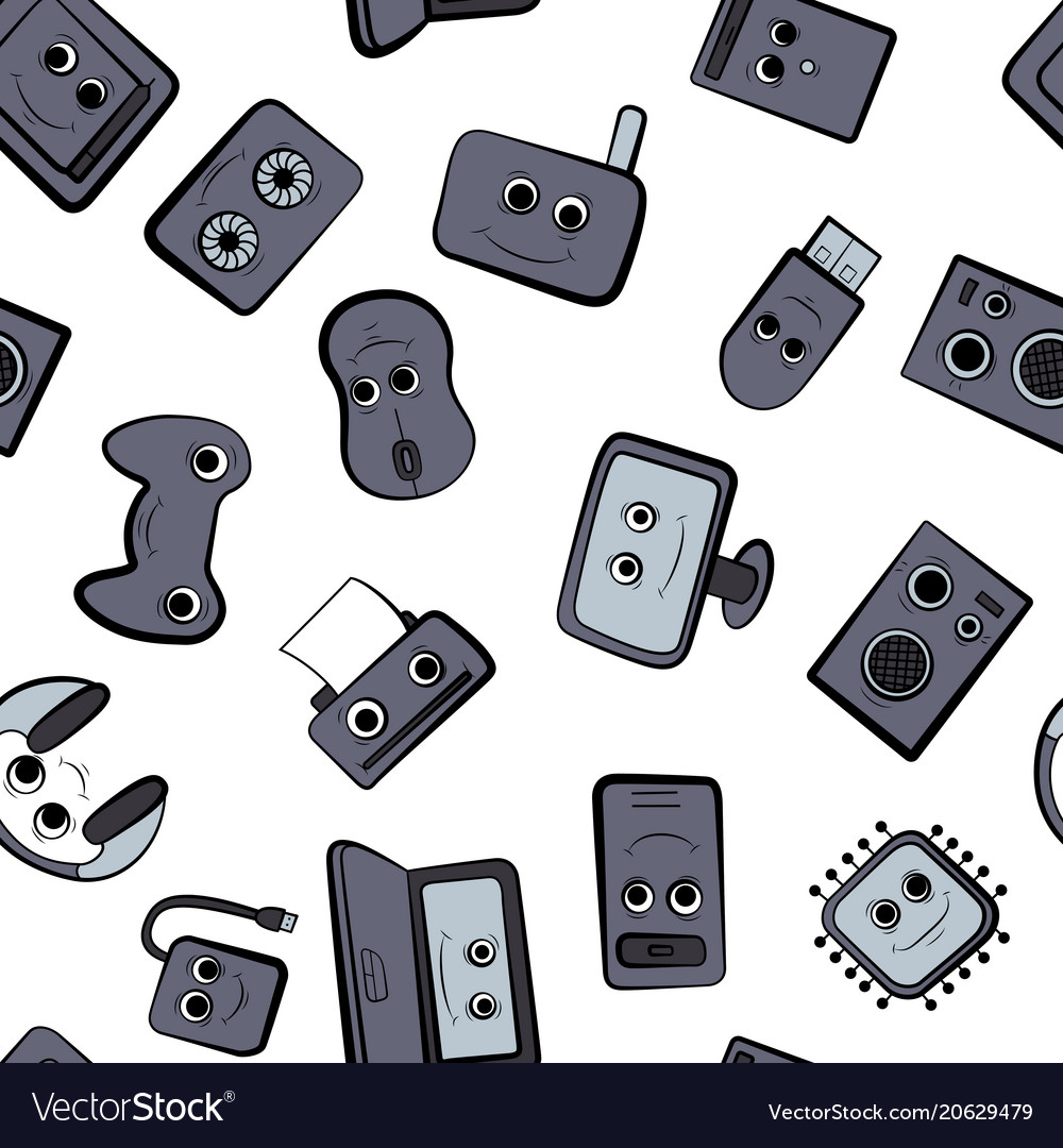 A set of cartoon icons on the computer vector image A set of cartoon icons on the computer