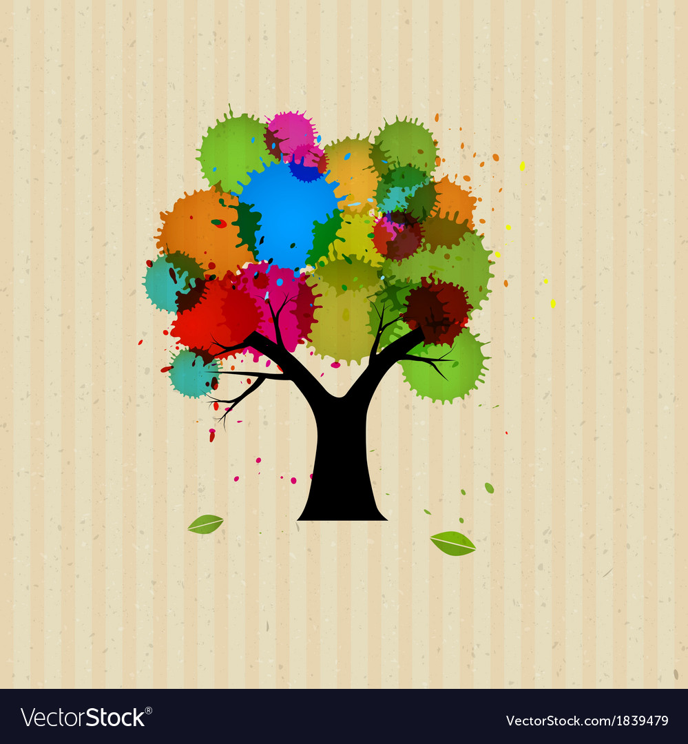 Abstract tree with colorful blob