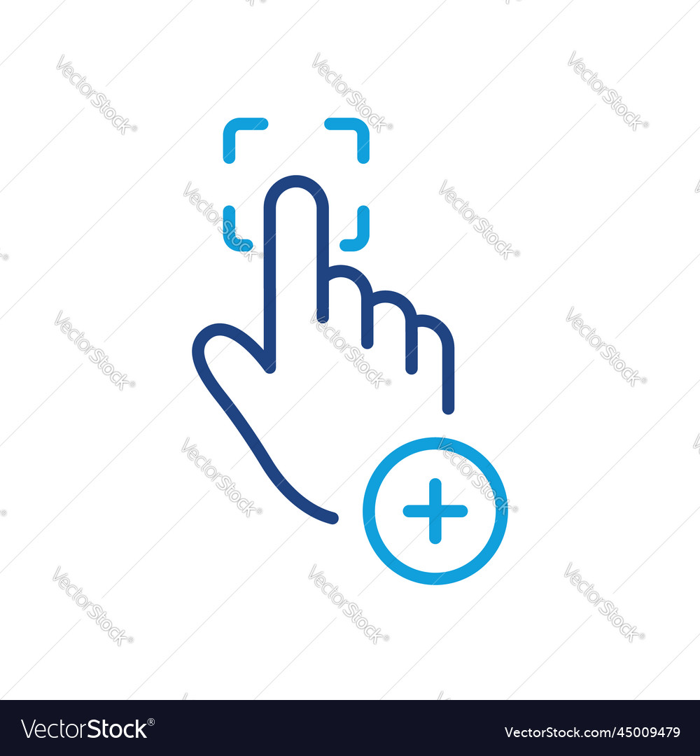 Add touch id to the smartphone line icon scan vector image Add touch id to the smartphone line icon scan