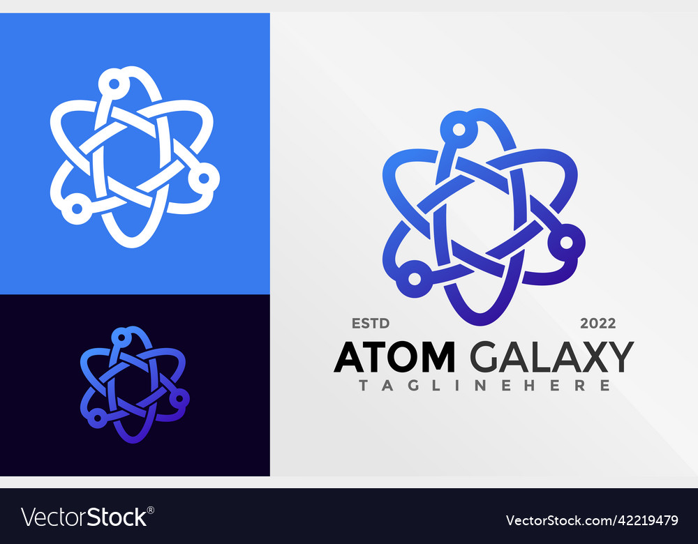 Atom galaxy logo design template Royalty Free Vector Image