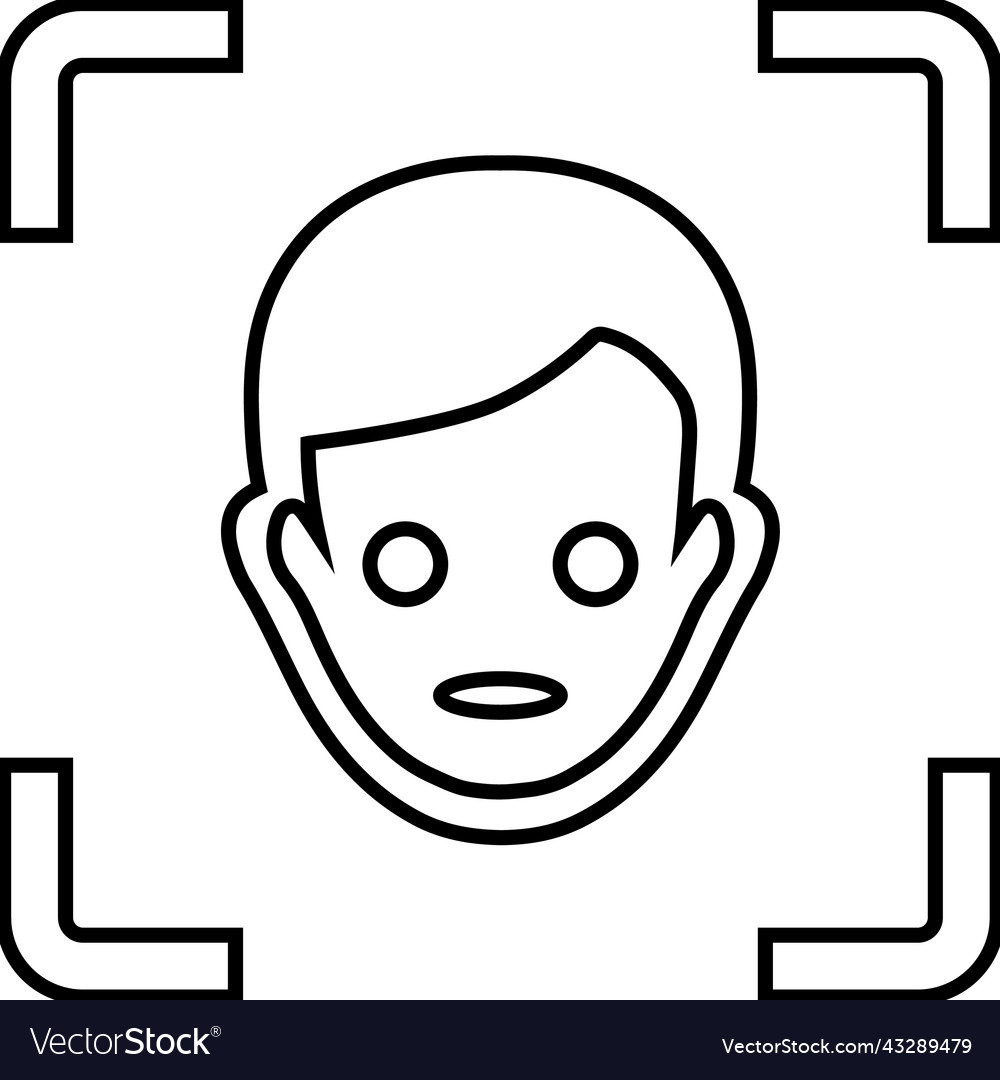 Authentication face scan outline icon line art