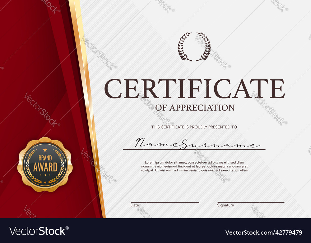 Award certificate appreciation diploma template Vector Image