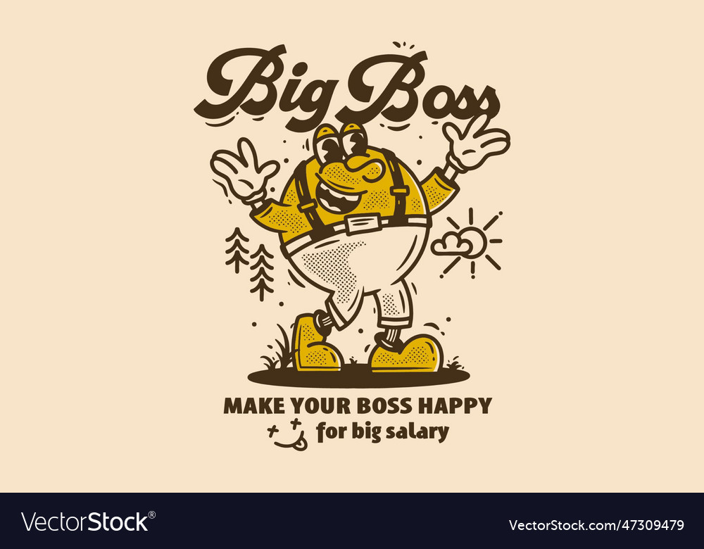 Big boss mascot character design in vintage style vector image Big boss mascot character design in vintage style