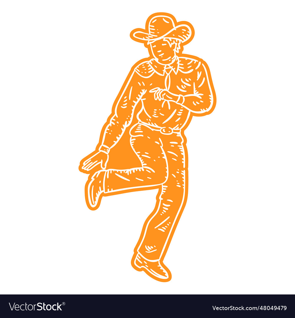 Cowboy dancing cut out Royalty Free Vector Image