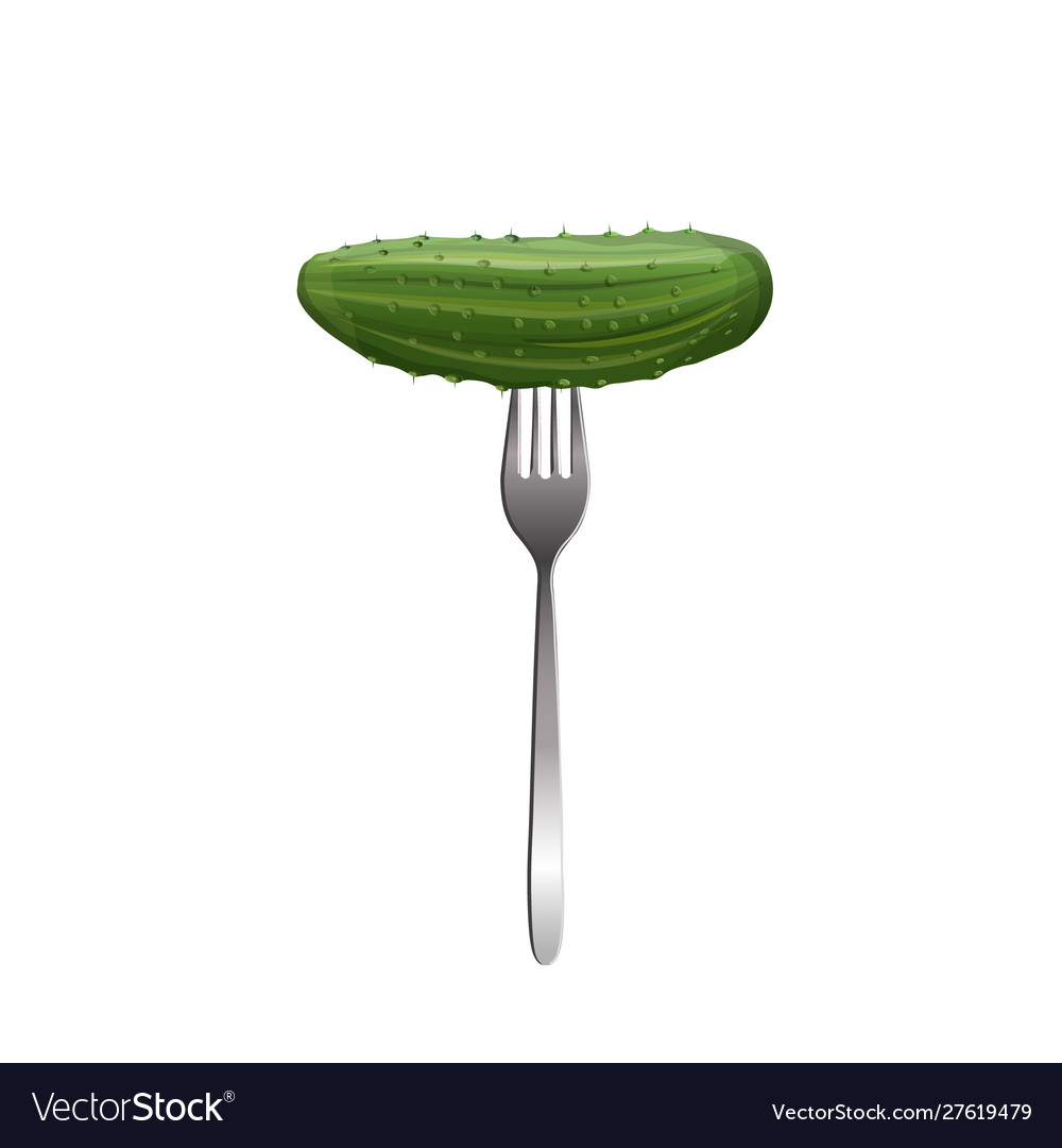 Cucumber pickled on a fork realistic