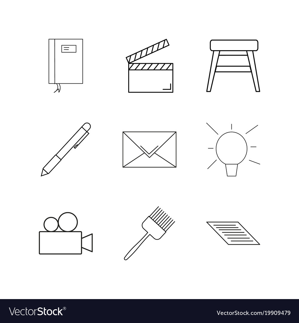 Design elements linear icon set simple outline