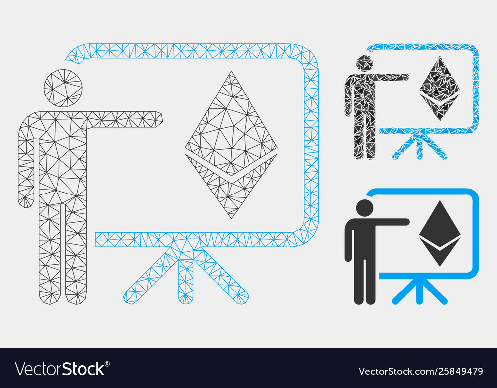 Ethereum lecture board mesh wire frame vector image Ethereum lecture board mesh wire frame