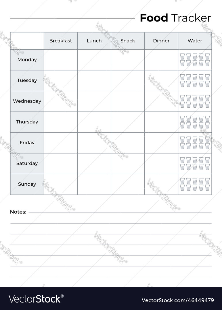 Food tracker logbook template